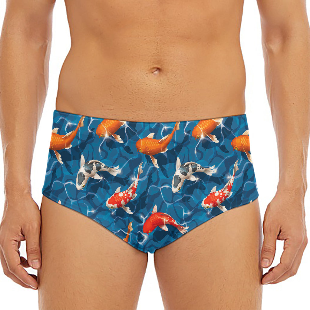 Koi Fish Pattern Print Men's Triangle Swim Briefs