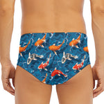 Koi Fish Pattern Print Men's Triangle Swim Briefs