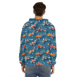 Koi Fish Pattern Print Men's Velvet Pullover Hoodie