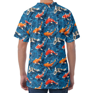 Koi Fish Pattern Print Men's Velvet T-Shirt