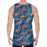 Koi Fish Pattern Print Men's Velvet Tank Top