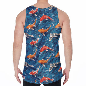 Koi Fish Pattern Print Men's Velvet Tank Top