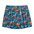 Koi Fish Pattern Print Mesh Shorts