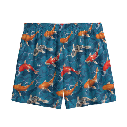Koi Fish Pattern Print Mesh Shorts