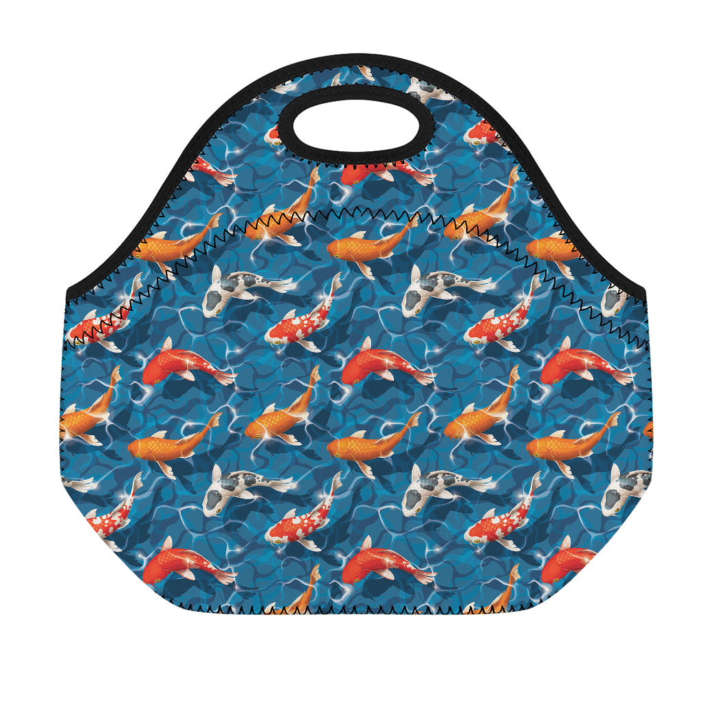 Koi Fish Pattern Print Neoprene Lunch Bag