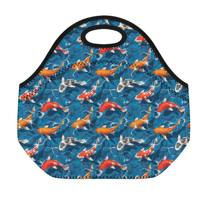 Koi Fish Pattern Print Neoprene Lunch Bag