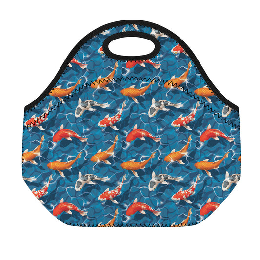 Koi Fish Pattern Print Neoprene Lunch Bag