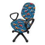 Koi Fish Pattern Print Office Chair Cover