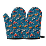 Koi Fish Pattern Print Oven Mitts