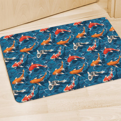 Koi Fish Pattern Print Polyester Doormat