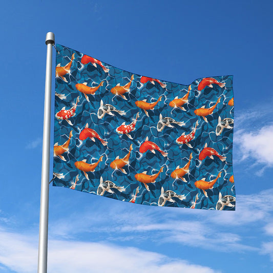 Koi Fish Pattern Print Polyester Flag