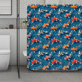 Koi Fish Pattern Print Polyester Shower Curtain