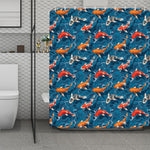 Koi Fish Pattern Print Polyester Shower Curtain