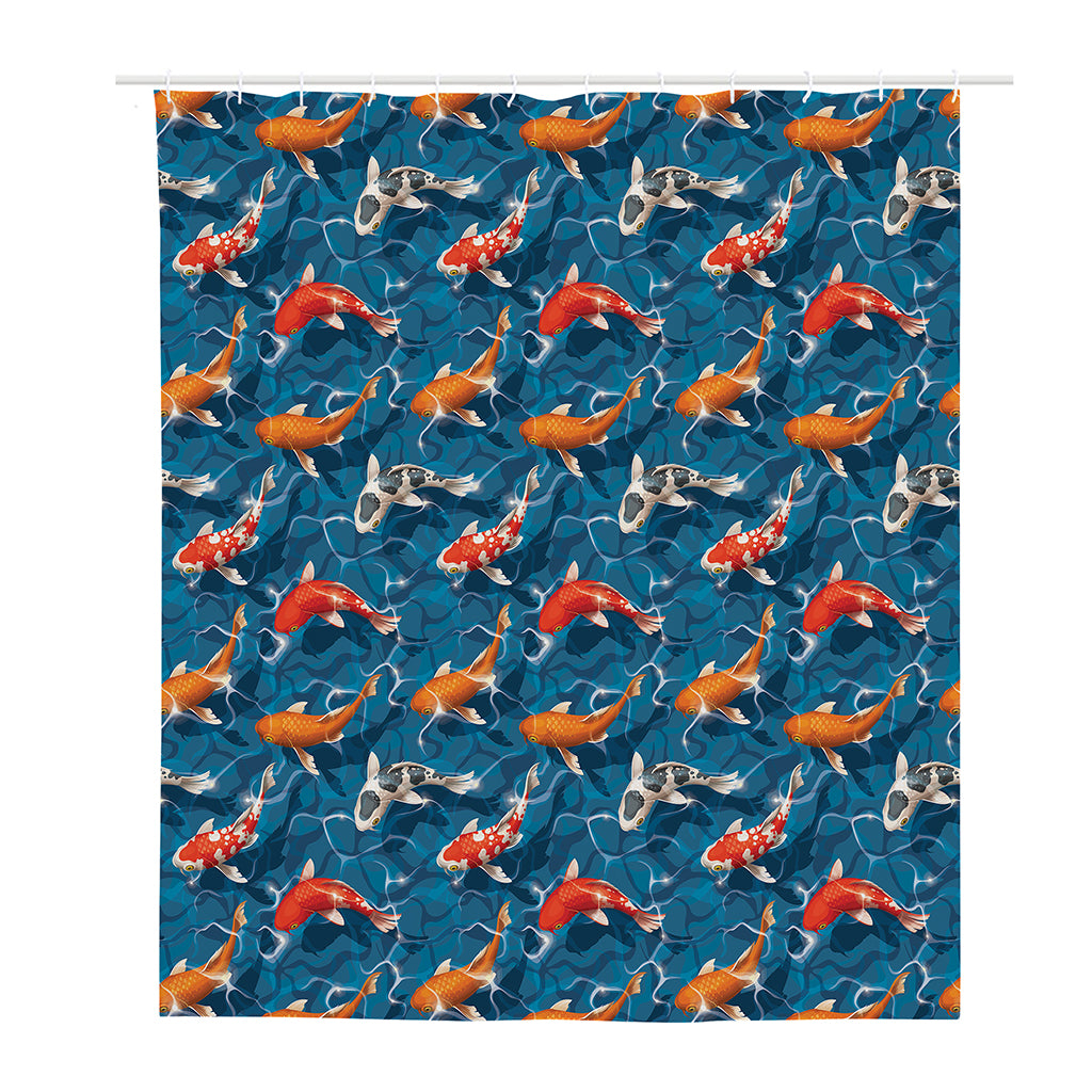 Koi Fish Pattern Print Polyester Shower Curtain