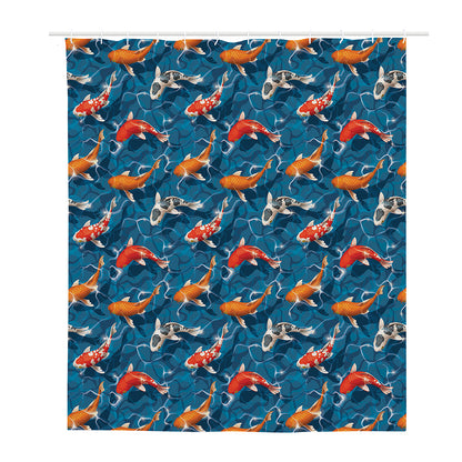 Koi Fish Pattern Print Polyester Shower Curtain