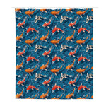 Koi Fish Pattern Print Polyester Shower Curtain