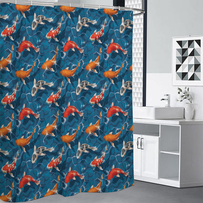 Koi Fish Pattern Print Premium Shower Curtain