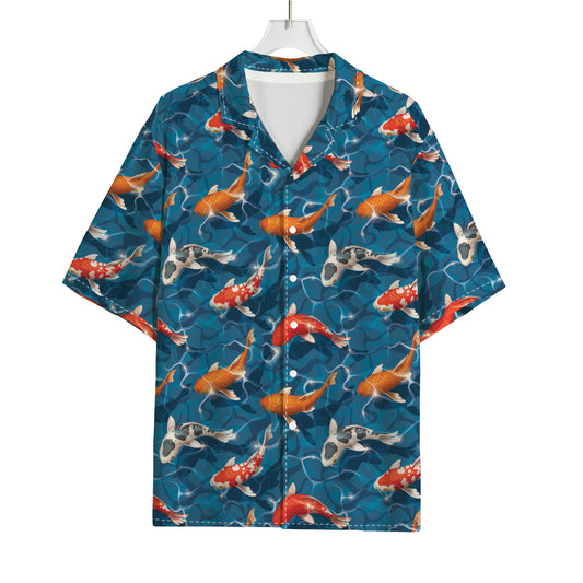 Koi Fish Pattern Print Rayon Hawaiian Shirt