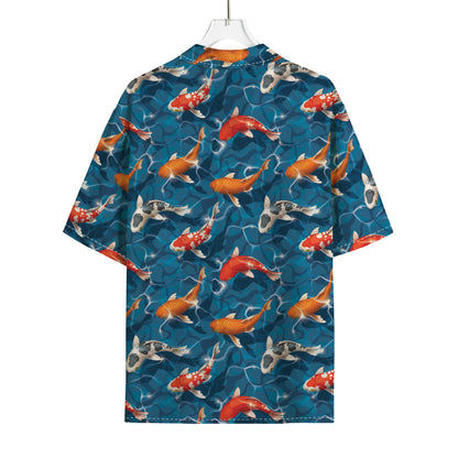 Koi Fish Pattern Print Rayon Hawaiian Shirt