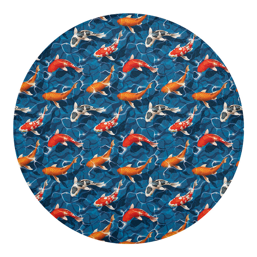 Koi Fish Pattern Print Round Blanket