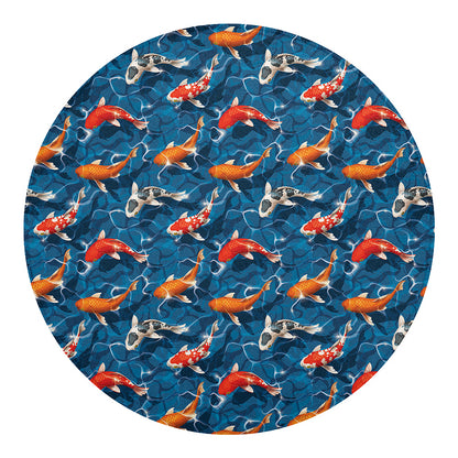 Koi Fish Pattern Print Round Blanket