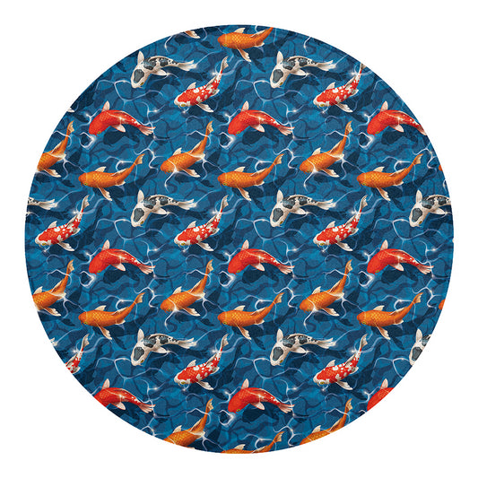 Koi Fish Pattern Print Round Blanket