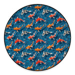 Koi Fish Pattern Print Round Floor Mat
