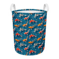 Koi Fish Pattern Print Round Laundry Basket
