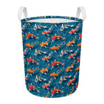 Koi Fish Pattern Print Round Laundry Basket