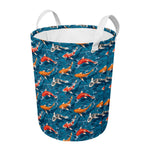 Koi Fish Pattern Print Round Laundry Basket