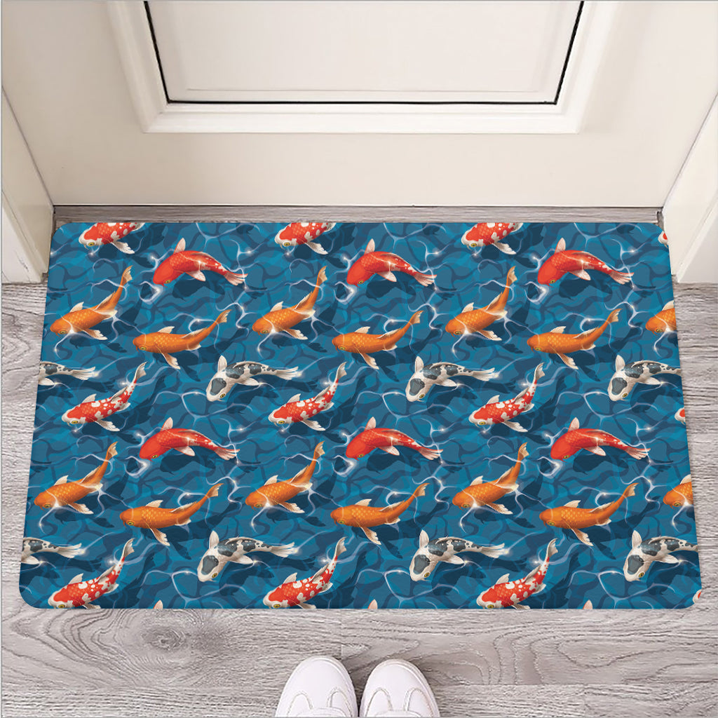 Koi Fish Pattern Print Rubber Doormat