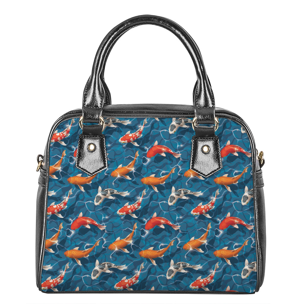 Koi Fish Pattern Print Shoulder Handbag