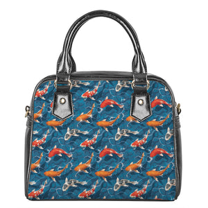 Koi Fish Pattern Print Shoulder Handbag