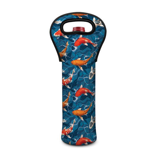 Koi Fish Pattern Print Single Neoprene Wine Tote