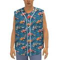 Koi Fish Pattern Print Sleeveless Baseball Jersey