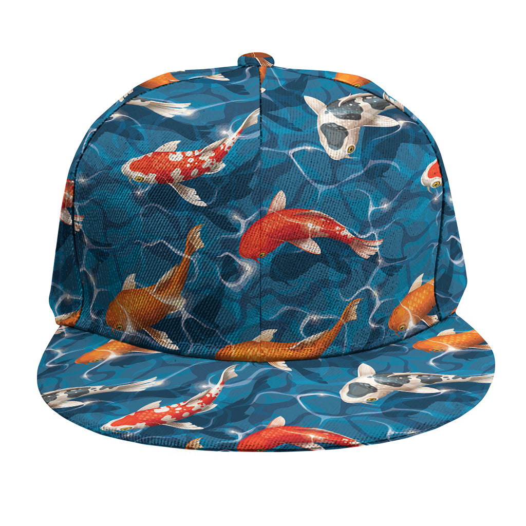 Koi Fish Pattern Print Snapback Cap