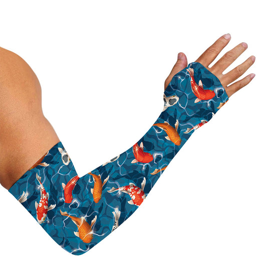 Koi Fish Pattern Print Sun Protection Arm Sleeves