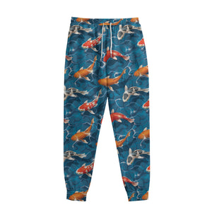 Koi Fish Pattern Print Sweatpants