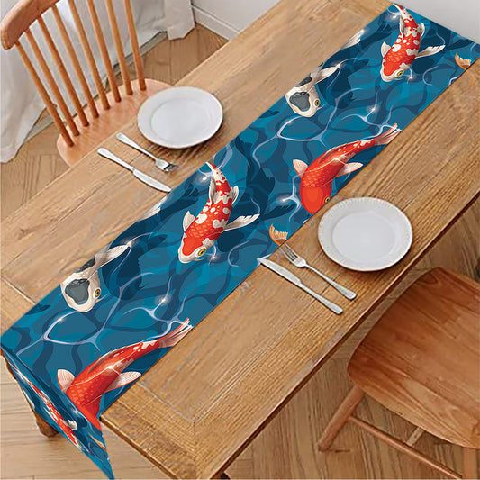 Koi Fish Pattern Print Table Runner