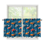 Koi Fish Pattern Print Tier Curtains