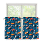 Koi Fish Pattern Print Tier Curtains