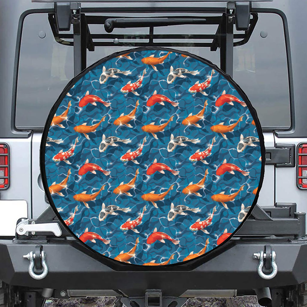 Koi Fish Pattern Print Tire Cover