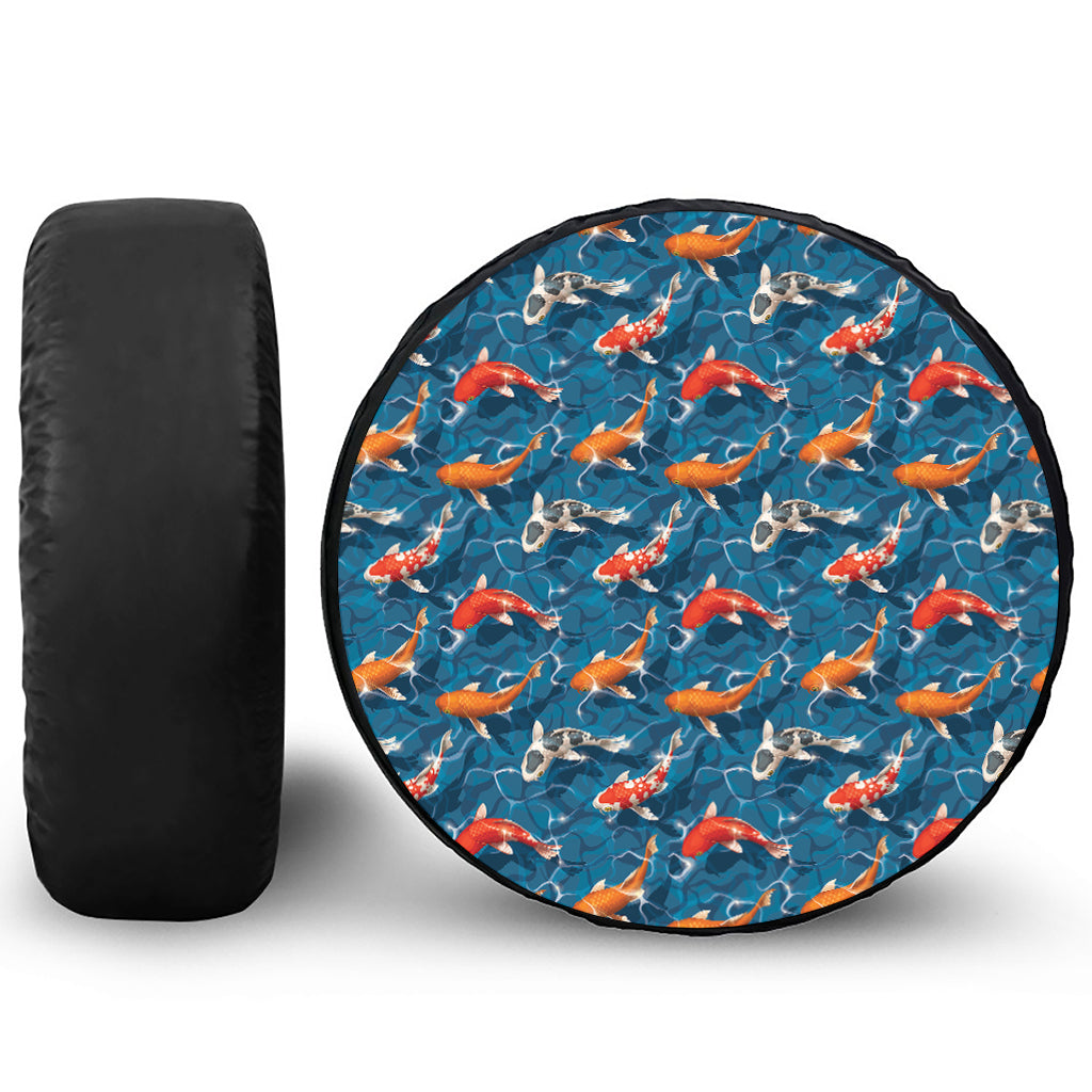 Koi Fish Pattern Print Tire Cover