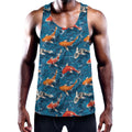 Koi Fish Pattern Print Men's Workout Tank Top