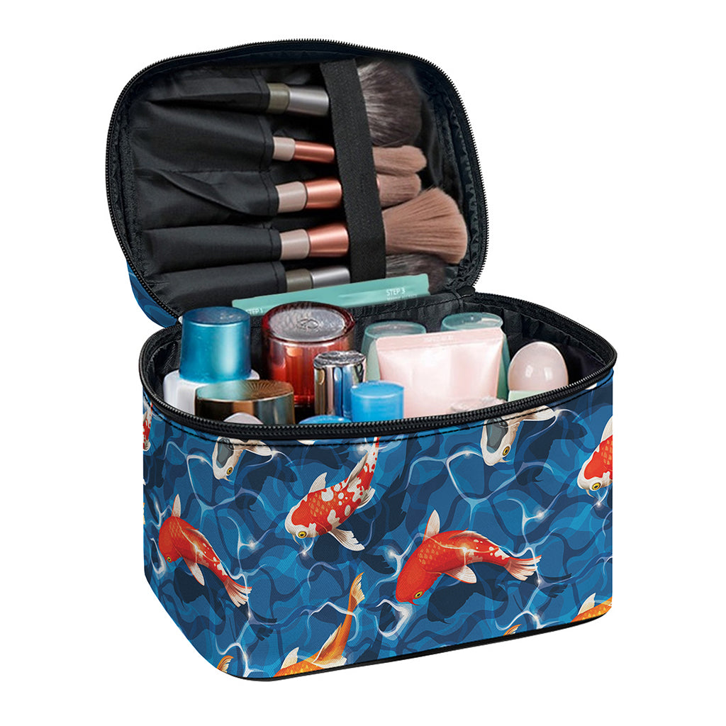 Koi Fish Pattern Print Travel Makeup Bag