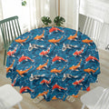 Koi Fish Pattern Print Waterproof Round Tablecloth
