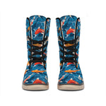 Koi Fish Pattern Print Winter Boots