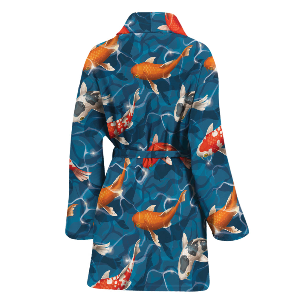 Koi Fish Pattern Print Women's Bathrobe