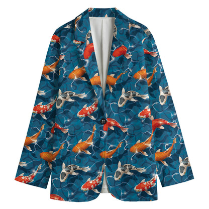 Koi Fish Pattern Print Women's Blazer