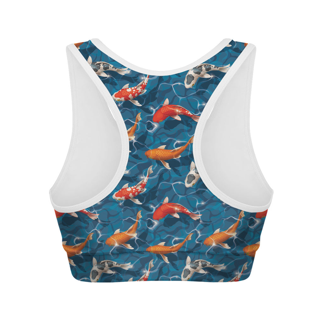 Koi Fish Pattern Print Women's Sports Bra